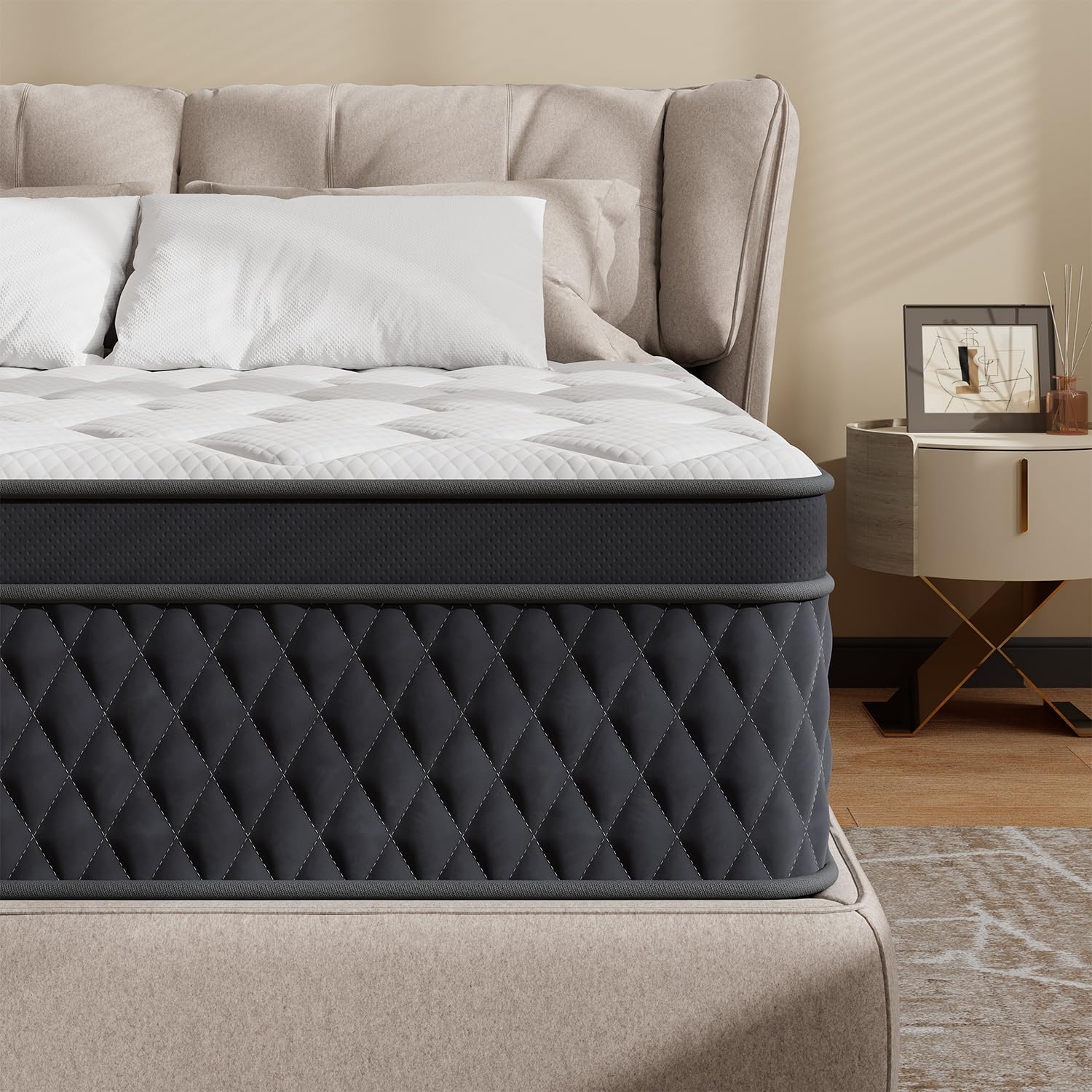 ELEMUSE Single Mattress 10.6 inch, Memory Foam Pocket Sprung Mattress 3FT, Medium Firm Hybrid Mattress Single Bed, Zoned Coil Orthopedic with OEKO-TEX Certified(90x190x27cm)