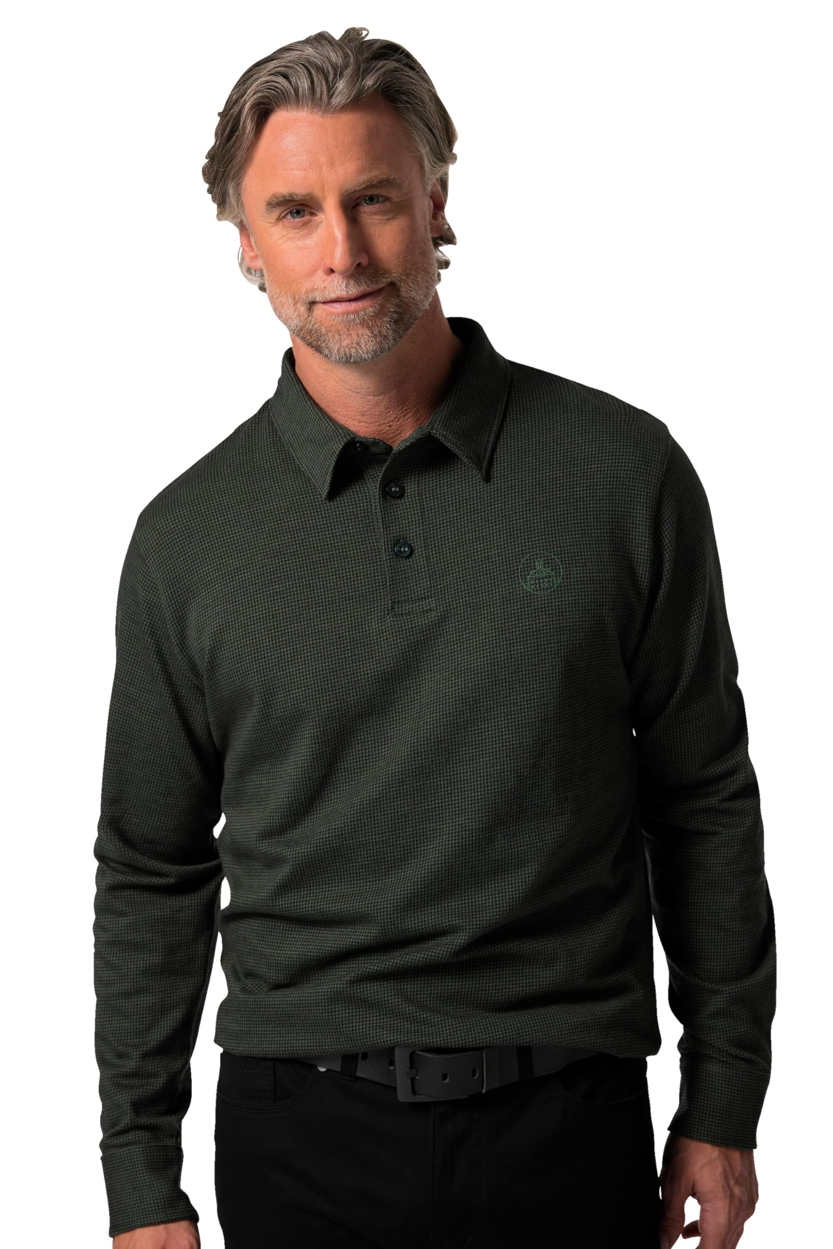 Boston Park Herren große Größen Übergrößen Menswear L-8XL Poloshirt, Langarm, Minimal-Muster 833100