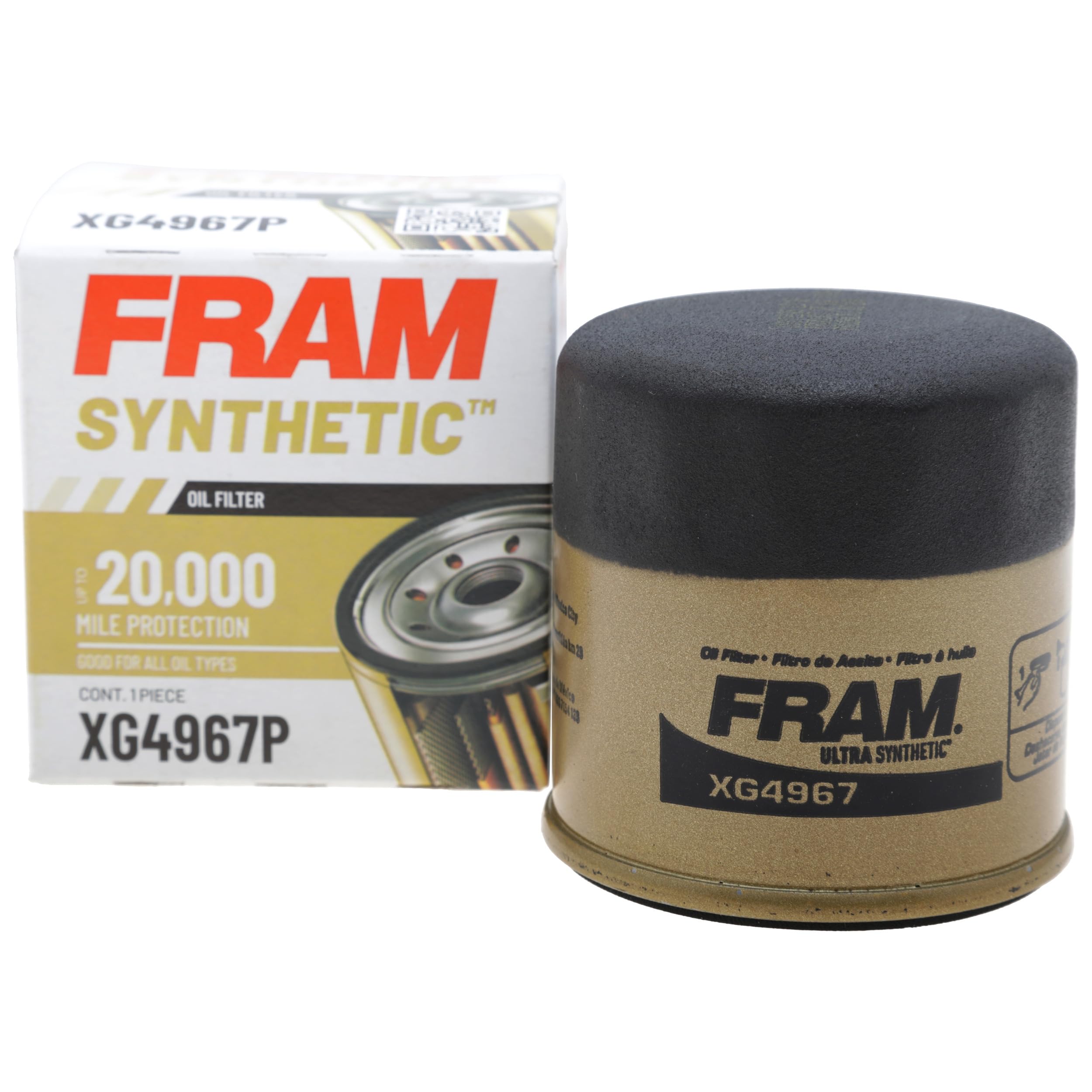 FRAM Synthetic XG4967P 20K Mile Change Automotive Replacement Engine Oil Filter for Synthetic Oil Changes, Premium Vehicle Engine Protection Oil Filter for Select Vehicle Model Years
