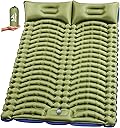 Double Sleeping Pad for Camping - Ultralight Camping Mattress with Pillow, Built-in Foot Pump, Compact Inflatable 2-Person Portable Mat for Backpacking, Hiking, Car Traveling, Beach, Tent