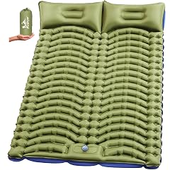 Double Sleeping Pad for Camping - Ultralight Camping Mattress with Pillow Built-in Foot Pump Compact Inflatable 2-Person Portable