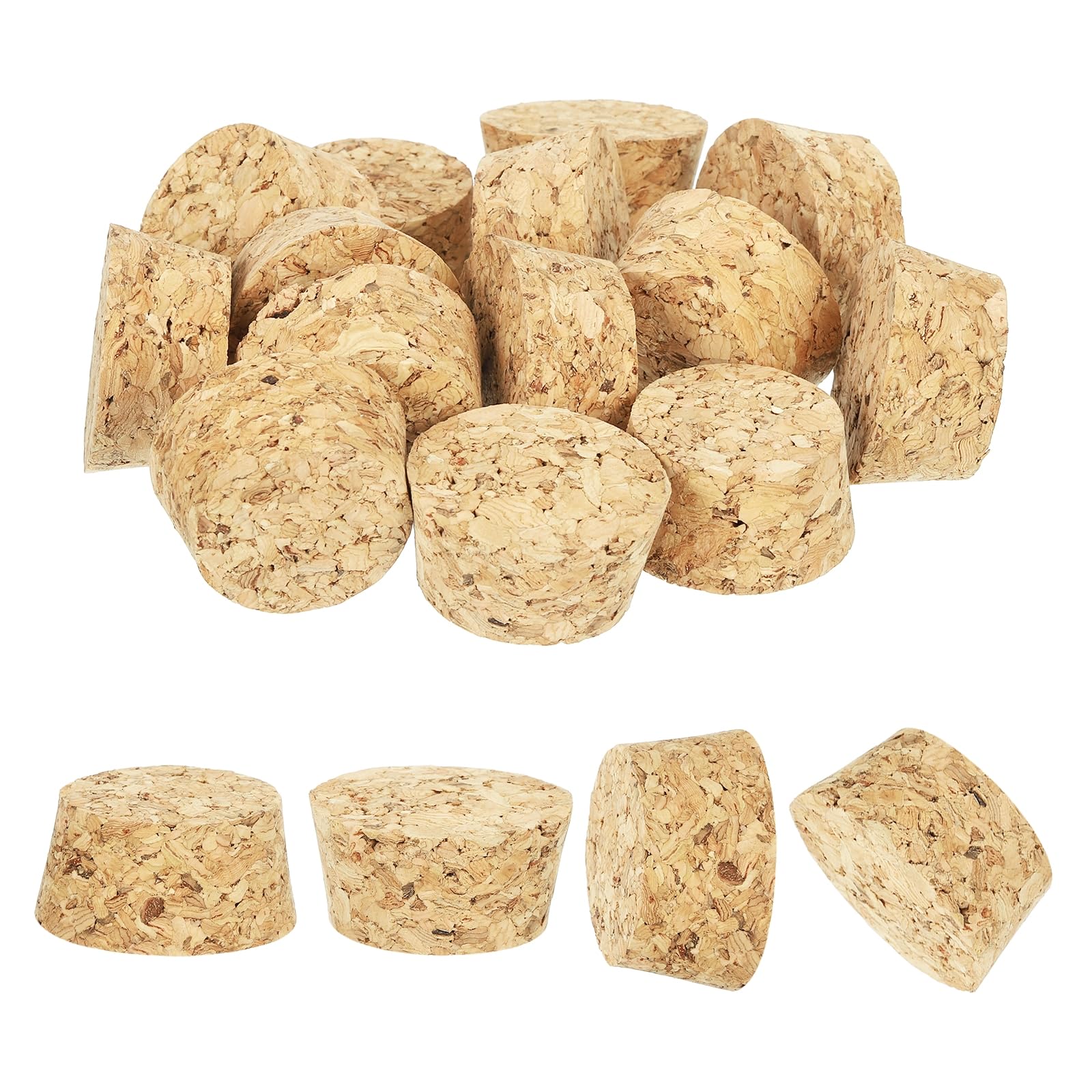 sourcing map 20 Pcs Cork for Bottles Stoppers Cork Plugs, 1.54x1.3x0.79 Inch Soft Wood Natural Tapered Corks for Bar Restaurant DIY Crafts