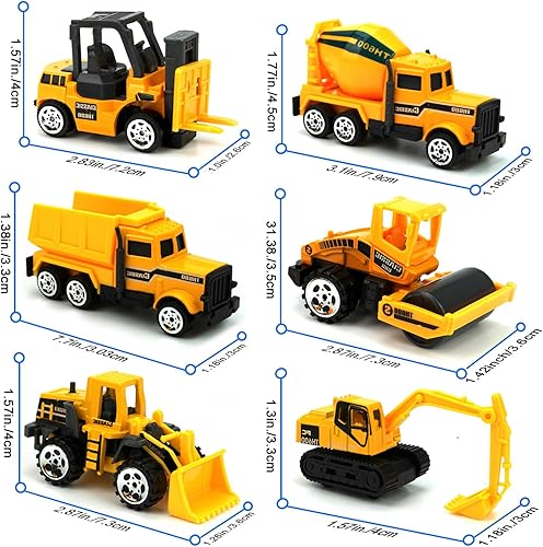 Miniatura 9 de Juguete Jellydog Inertia autos de ingeniería fricción camión con batería topadoras montacargas tanque auto de asfalto y excavadora juego de 6 para