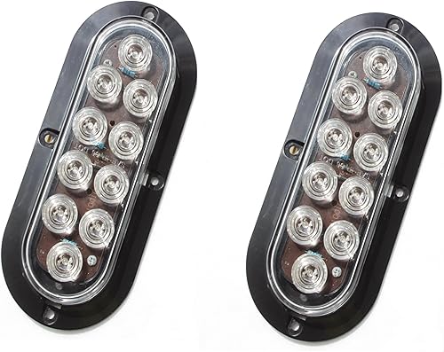 Juego de 2 remolques ovalados oblongos para camión de montaje en superficie, color blanco transparente, retroceso, luz LED, con rosca