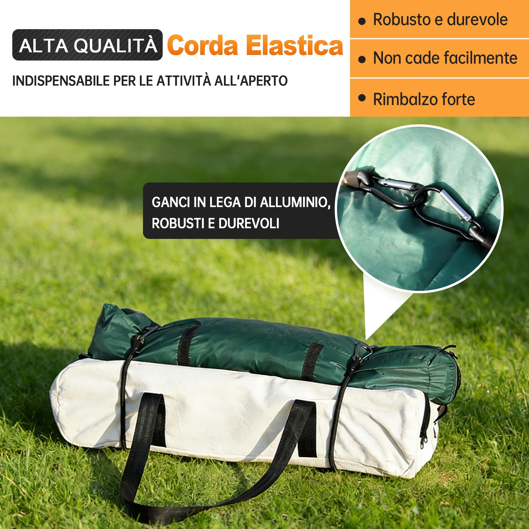 6 Corde Elastiche con Moschettoni da 30 cm,Corde Elastico con Gancio.Tenditore con Ggancio.Cinghie di Sicurezza in Gomma per Legare Bagagli, Tende da Campeggio, Teloni, Bici e Trasporto