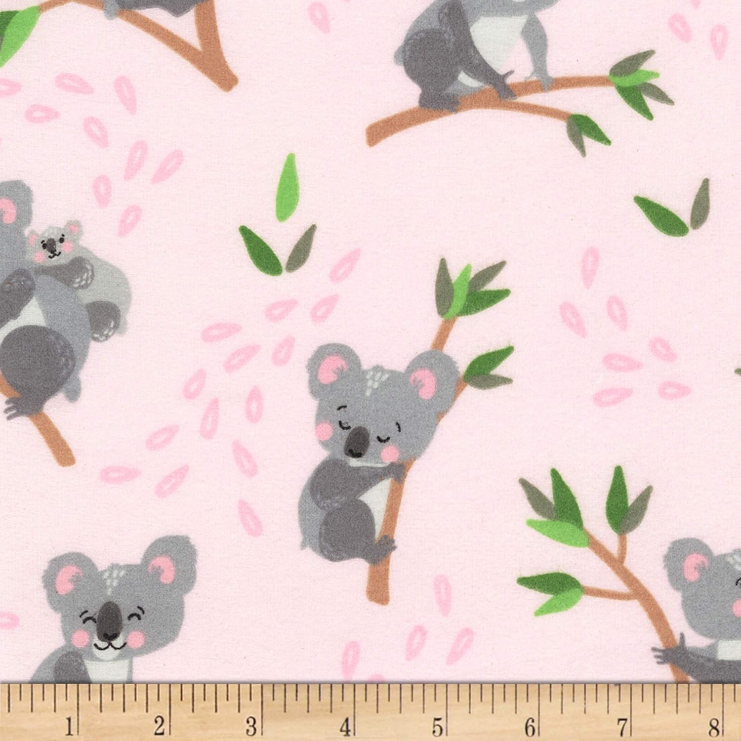 Kaufman Cuddly Crew Flannel Pink Koala Fabric by the Yard
