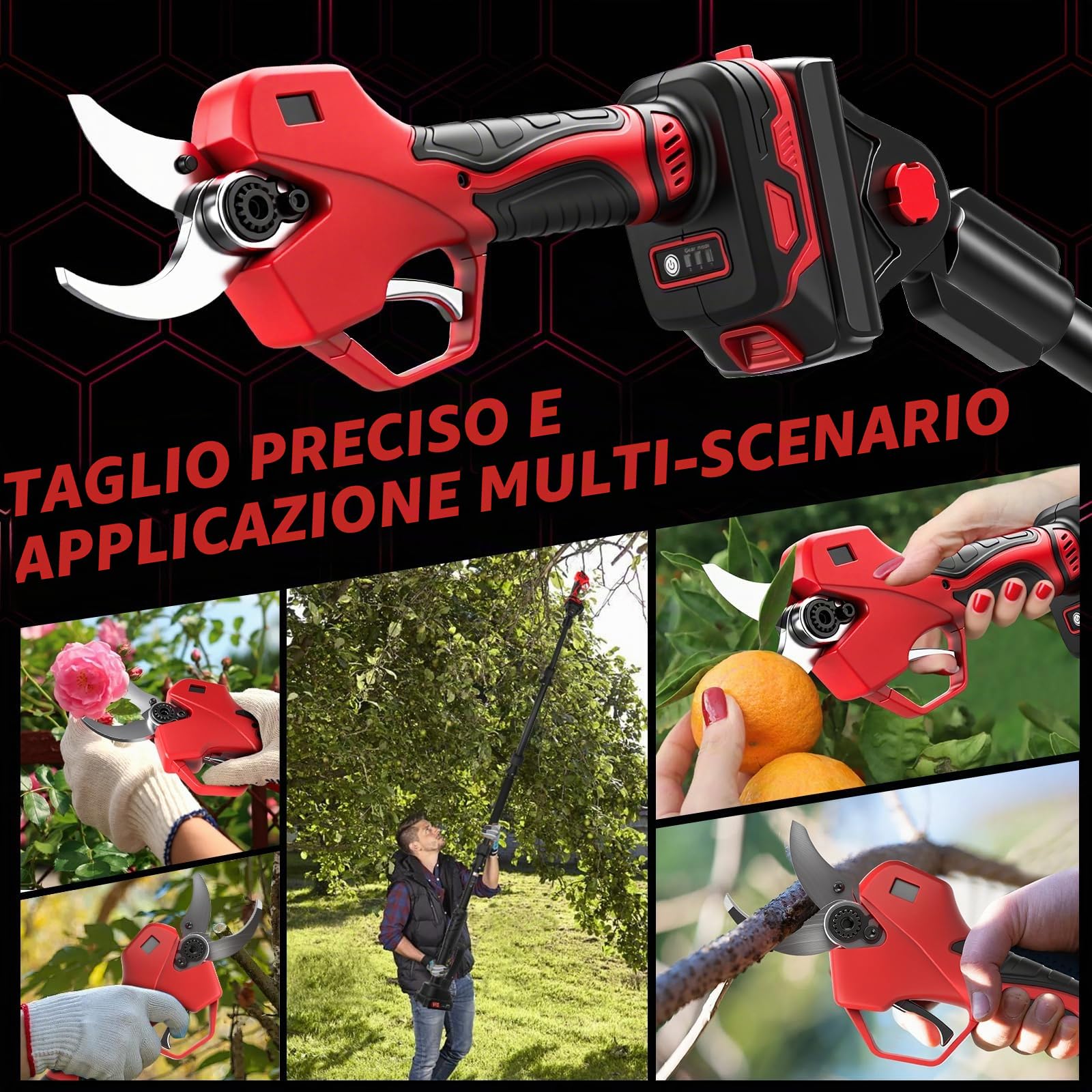 6 Pollici Motosega a Batteria Telescopica & 55 mm Forbici Potatura a Batteria, 4-in-1 Kit Motosega e Forbici con 2 * 2000 mAh Batterie, Portata Massima Fino a 4,5 m