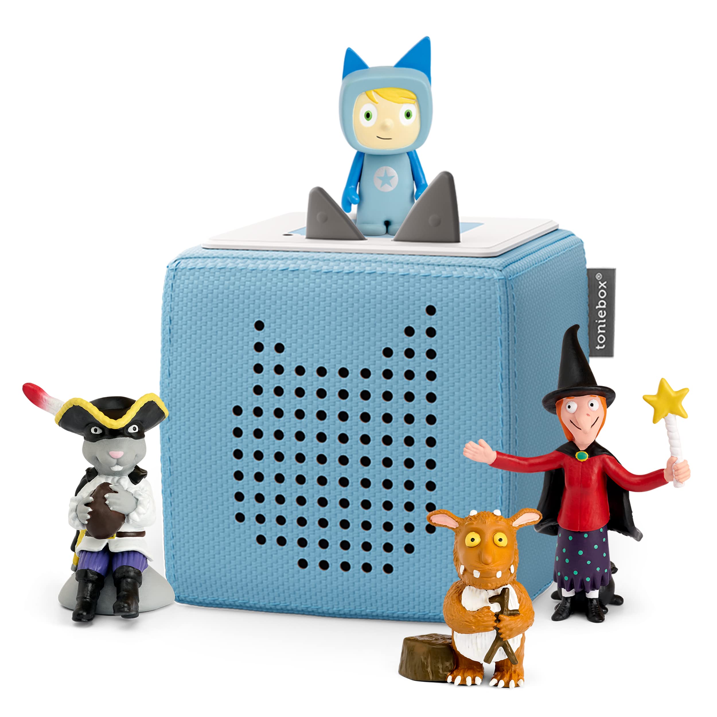tonies Toniebox Starter Set Bundle Incl. 1 Creative 3 Characters: The Gruffalo's Child, Room on the Broom, and The Highway Rat, Music Player Speaker for Kids, Screenfree, Light Blue, Version 2