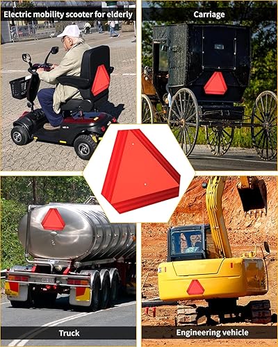 Miniatura 6 de Letrero triangular para vehículo de movimiento lento, letrero SMV para carrito de golf, UTVATVRTV, tractor y equipo agrícola, altamente reflectante