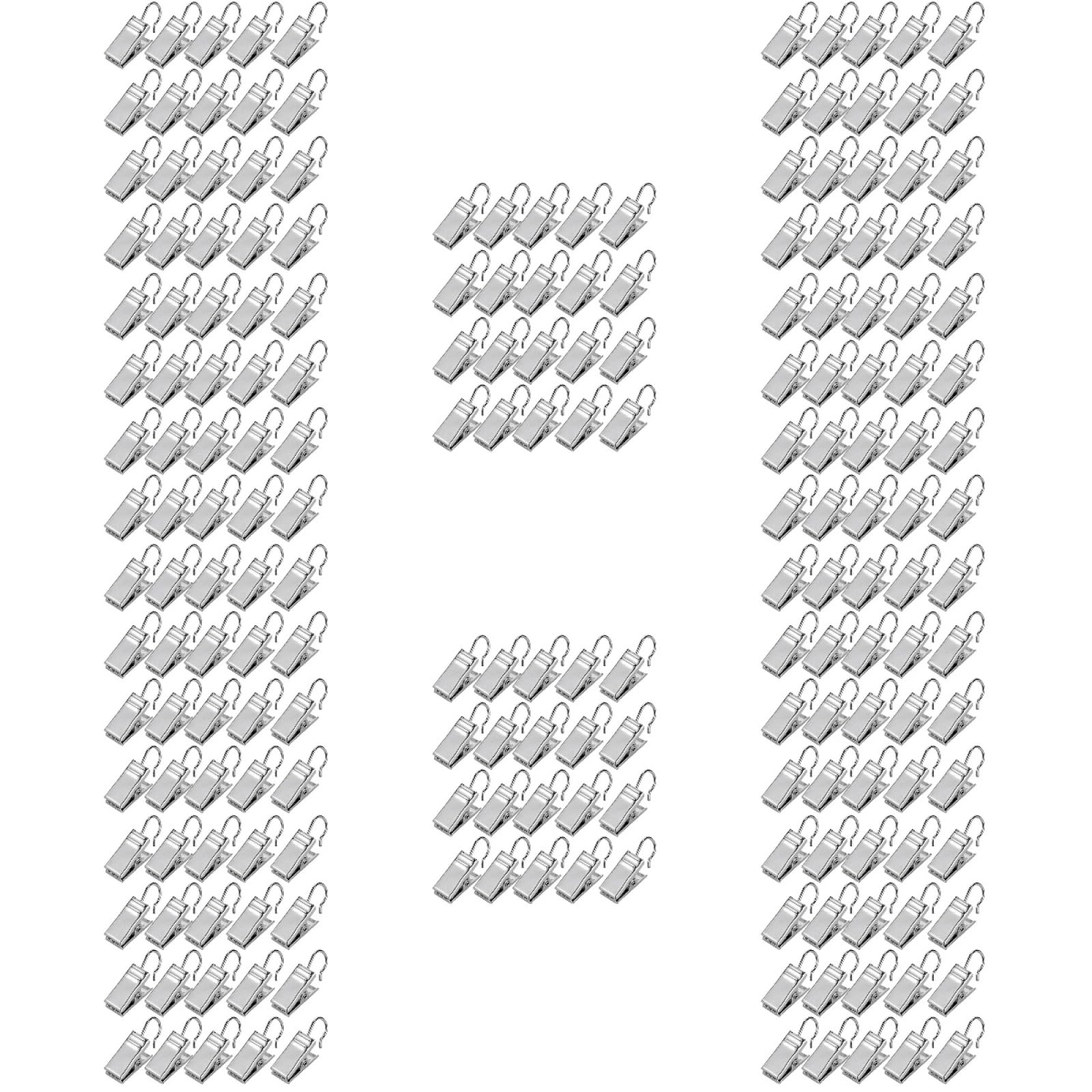 ABOOFAN 10 Sätze Lichter Aufhänger Multifunktionsbügel Mehrzweckhalter Gardinen Klemmen Kordelklemme Kabelklipse Kompakte Clips Netz Pole Duschklammern Gardinenclips Silver 120 Stück * 10