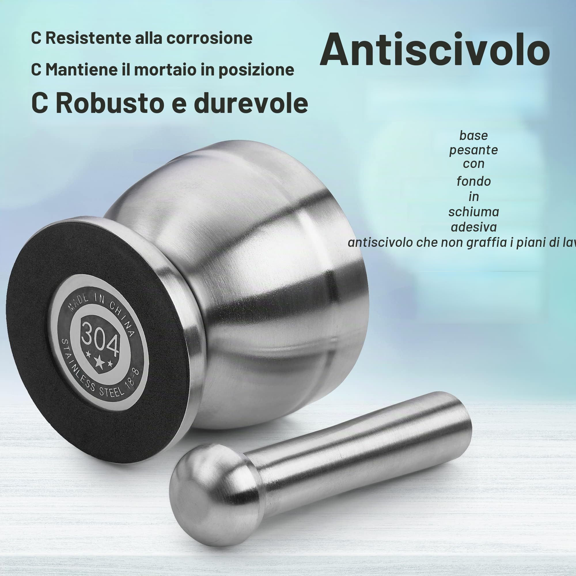 Pillola frantoio - 304 Food Grade in acciaio inossidabile malta e pestello medicina macinatore Set - antiscivolo Splitter per schiacciare facilmente medicina per adulti, cani, animali domestici.