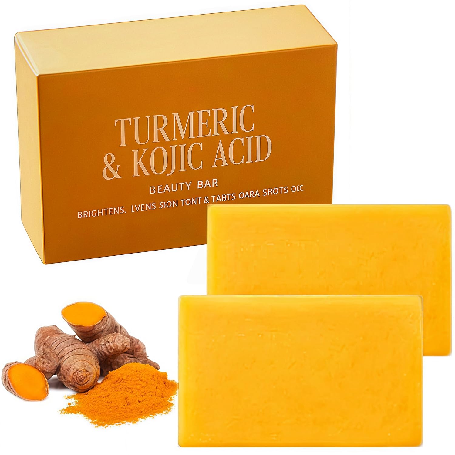 Kora Balm Turmeric and Kojic Acid Soap for Dark Spots, 2PCS Brightening Face & Body Wash w/VC, Hyaluronic Acid & Shea Butter - Even Tone Skin Cleanser for Hyperpigmentation, Acne Scars & Inner Thighs