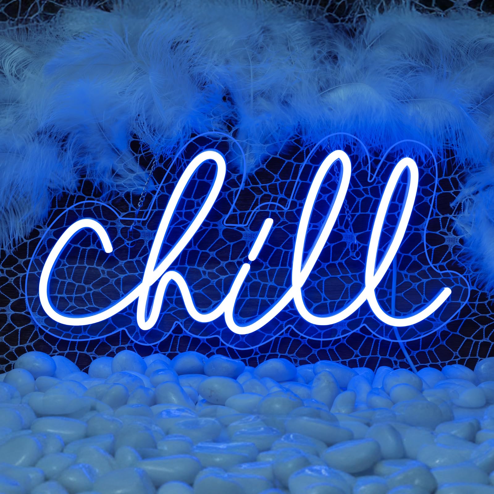 Wanxing Chill Neon Sign Blue Led Sign Chill Neon Wall Sign 14'' x