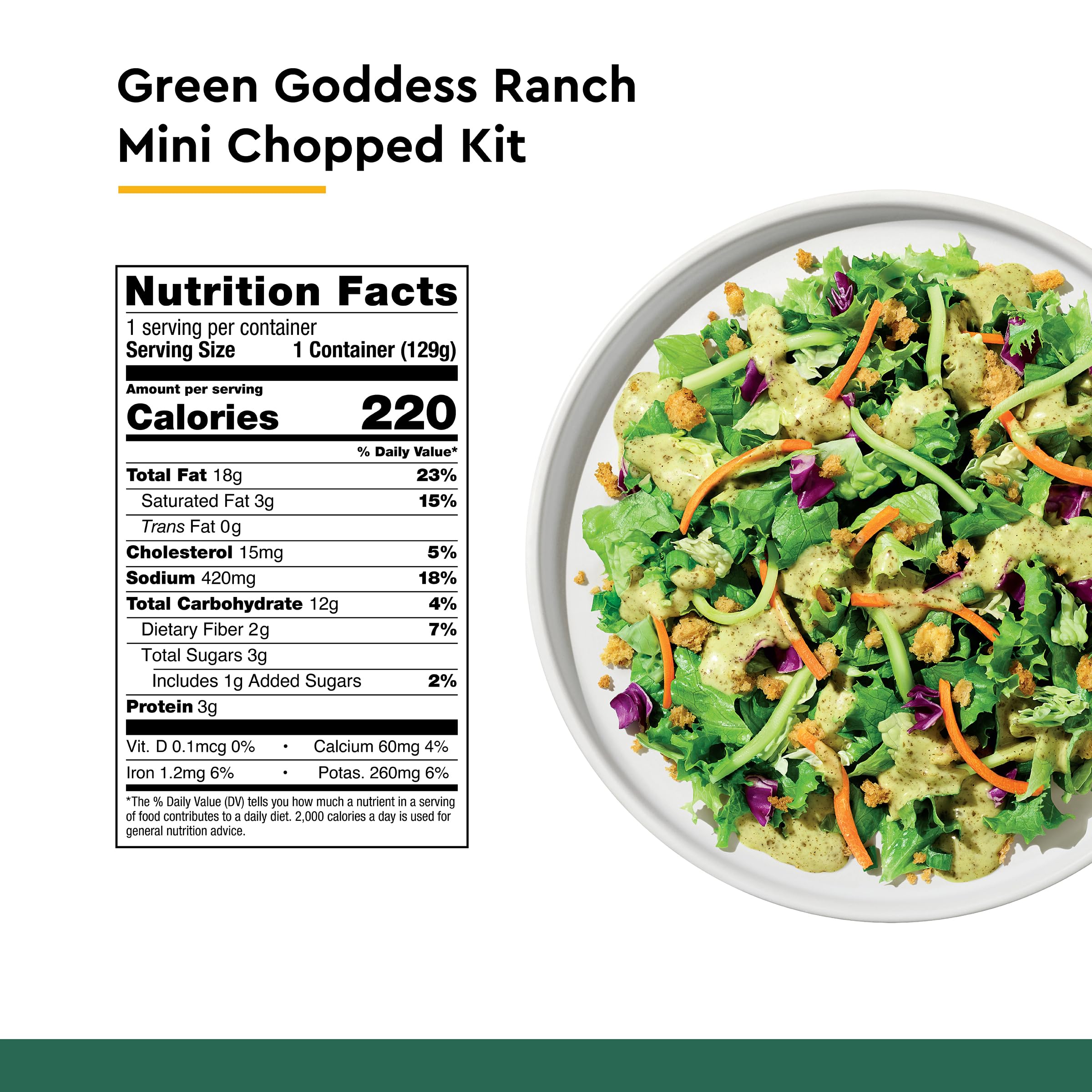 Amazon.com: Taylor Farms Green Goddess Ranch Mini Chopped Salad Kit 4.55oz  : Grocery & Gourmet Food