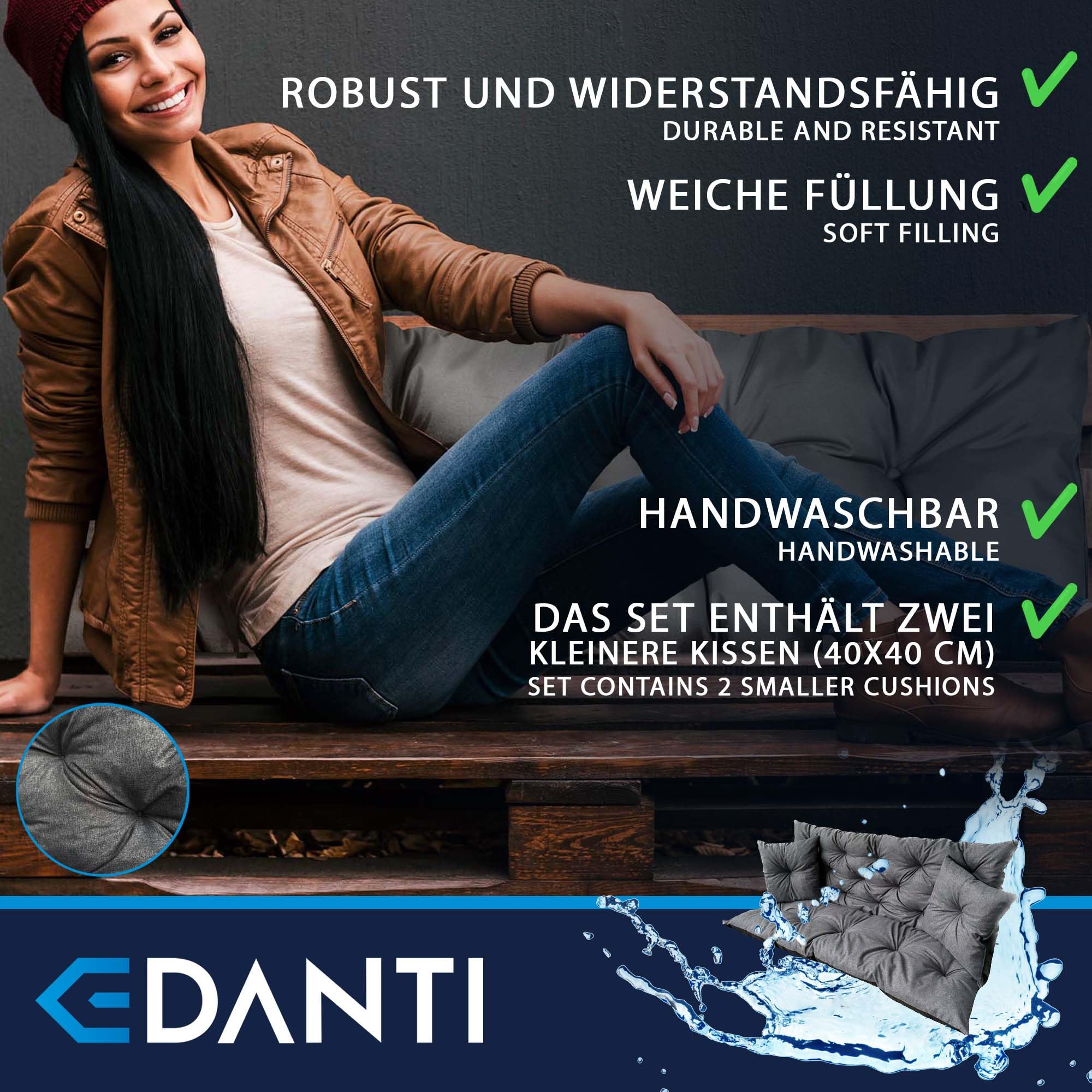 EDANTI Schommelbank, kussen, set, zitkussen, tuinmeubelen, tuinkussen