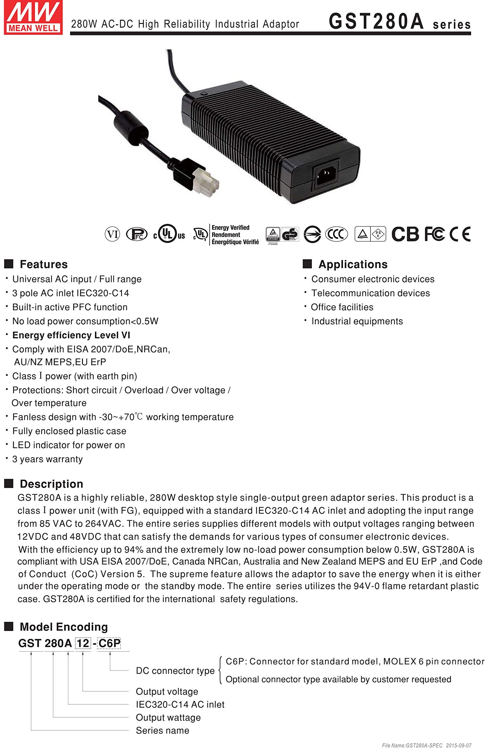 Amazon.com: MEAN WELL MW GST280A12-C6P 12V 21A AC/DC High