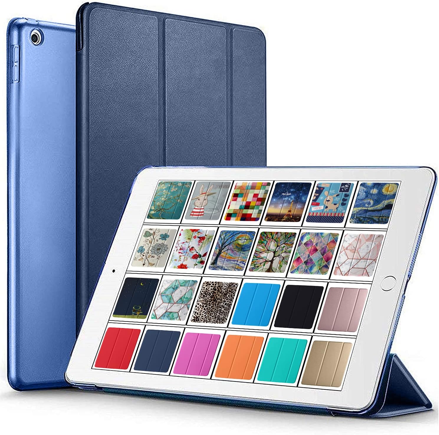 DuraSafe Cases for iPad 4 iPad 3 iPad 2-9.7 Inch [iPad 4th / 3rd / 2nd Old Model ] A1396 A1416 A1430 A1403 A1458 A1459 A1460 A1395 A1397 UltraSlim Smart Cover with Back - Navy Blue