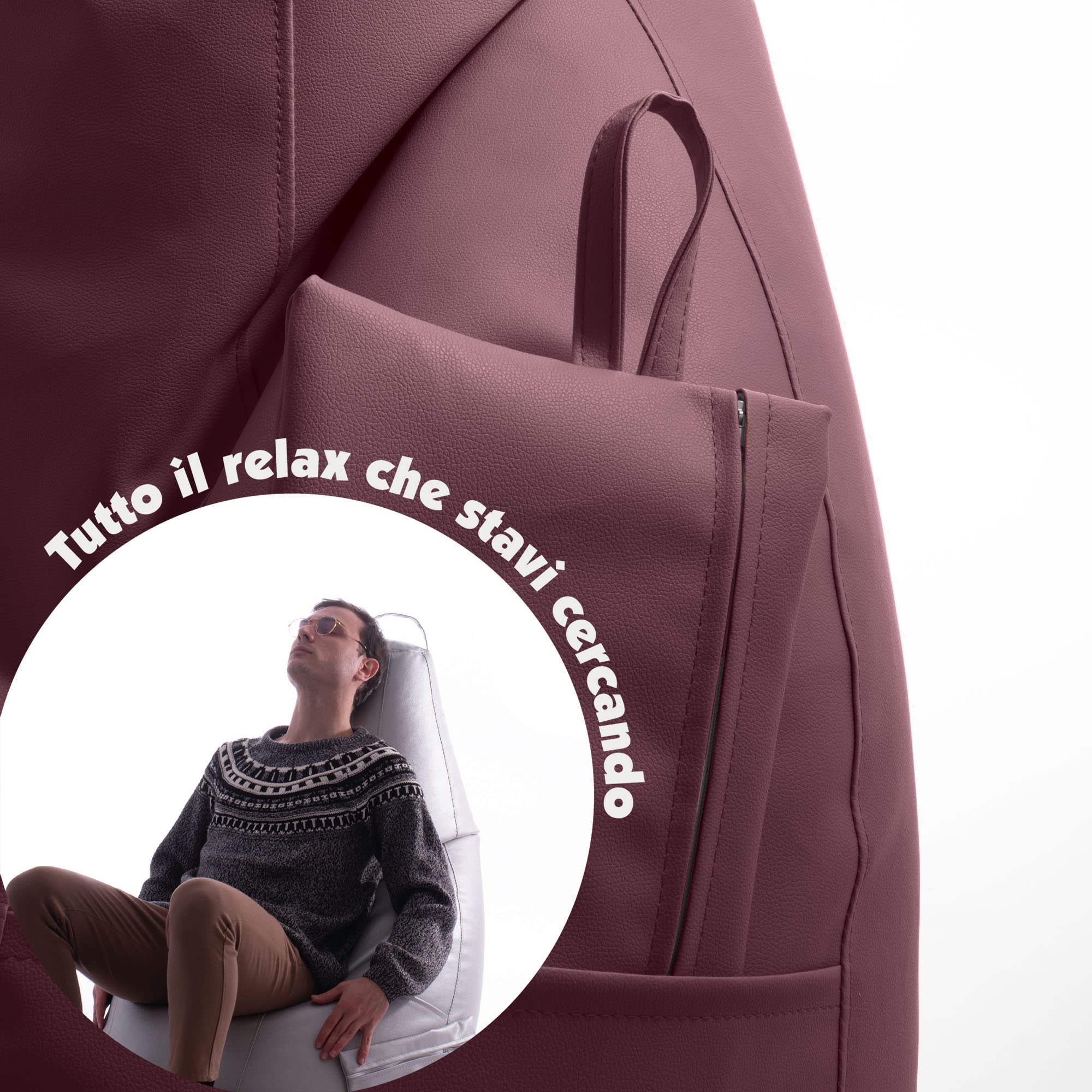 Pouf A Sacco Pera In Similpelle - Poltrona Morbida E Moderna, Imbottitura 200L, Made In Italy Con Pochette OMAGGIO - Foto 11