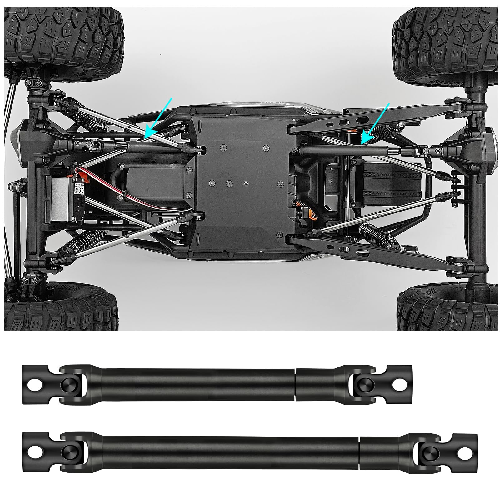 WEFEINO CVD Drive Shaft for Axial 1/10 RBX10 Ryft 4WD AXI03005 Scale Rock Bouncer Harden Steel Rear & Front Driveshaft for Crawler Car Parts Upgrade 2Pcs