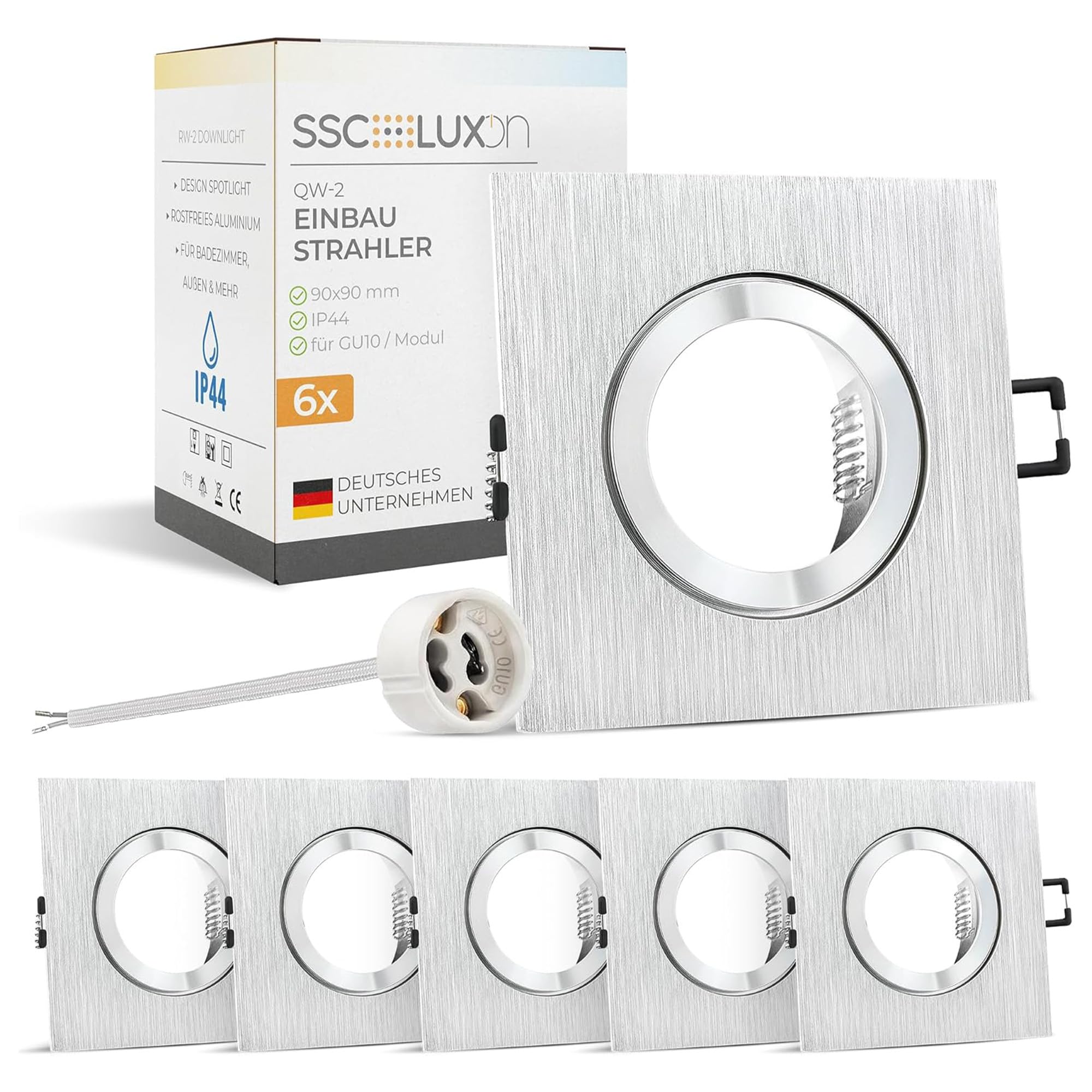 SSC-LUXon QW-2 Spot LED Encastrable Carré Aluminium Brossé IP44 - Lot