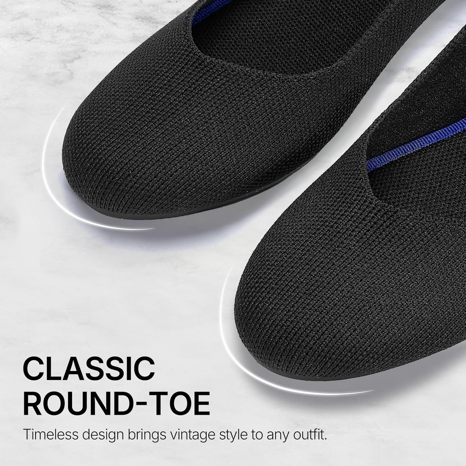 Tanamo Women's Flat Ballet Shoes Knit Flat Shoes for Women Round Toe Slip on Women Flats for Dressy Casual Office Work Wedding Comfort Soft