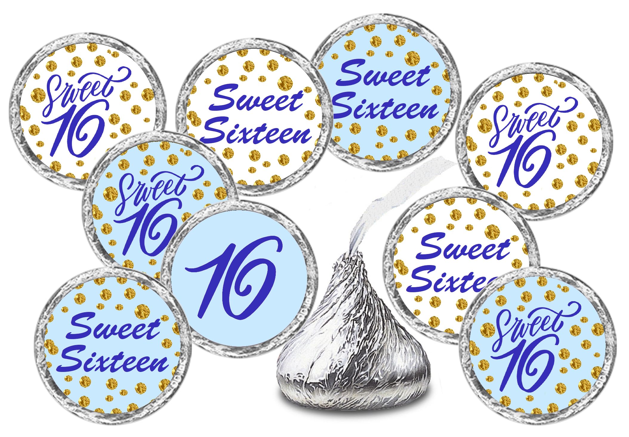 Autocollants 16e anniversaire bleu pour personnaliser vos cadeaux invités