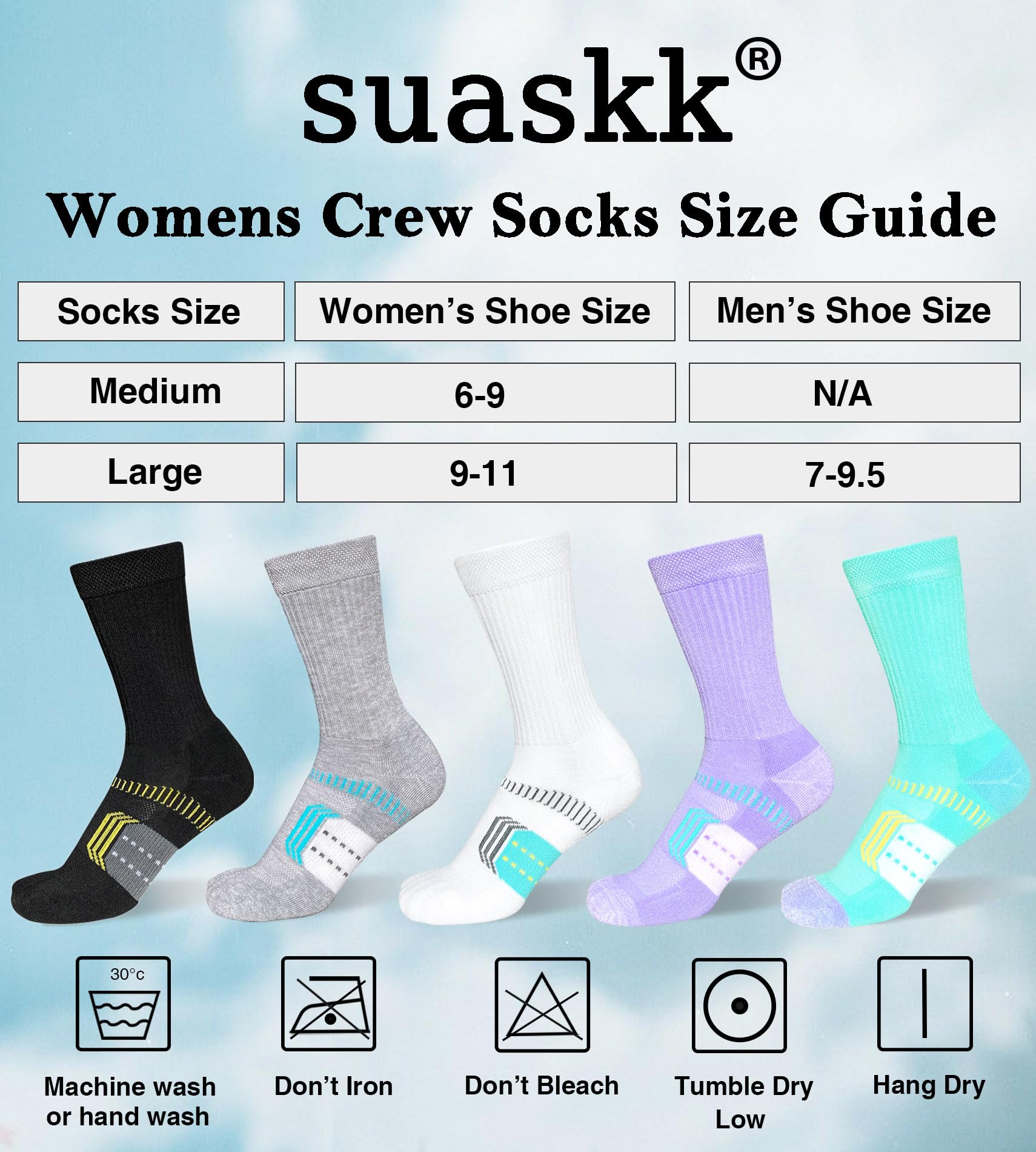 suaskk Calcetines deportivos acolchados para mujer, transpirables, absorbentes, cómodos, para senderismo, 5 pares