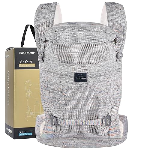 Bebamour Portabebés de punto para recién nacidos a niños pequeños -Portabebés ligero 3 en 1 Portabebés de transporte delantero y trasero (gris, 7-32