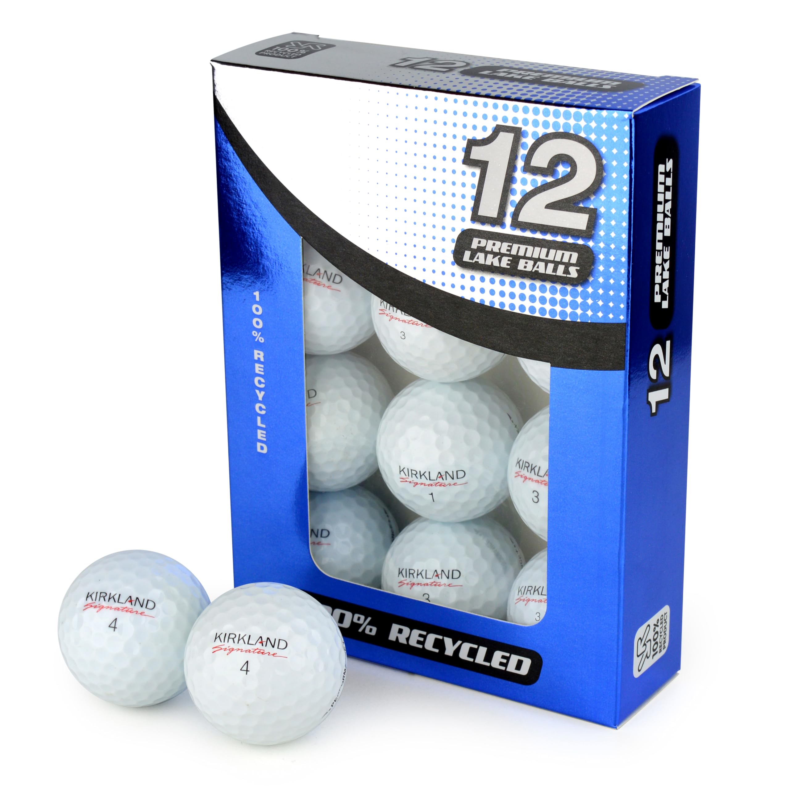 Second Chance Recycled Lake Golf Balls, 12 Pack - Grade A for Kirkland Signature Lake Balls, Premium Used Golf Balls for Affordable Quality and Performance