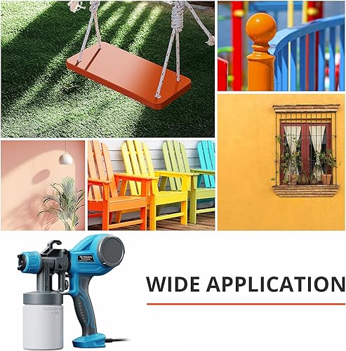 Miniatura 7 de Tilswall - Pulverizador de pintura HVLP, pistola de aerosol ligera, pistola de pintura eléctrica de alta potencia, 4 boquillas y 3 patrones,