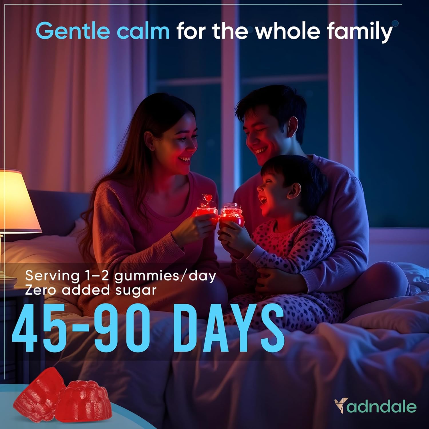 Adndale 90CT Magnesium Glycinate Gummies. Sugar Free Chews for Adults & Kids. Raspberry Flavour - Image 8