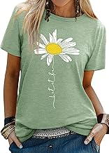 Dresswel Damen Let It Be T Shirt Gänseblümchen Grafik Druck T-Shirt Kurzarm Rundhalsausschnitt Tee Shirts Oberteile Sommer Tops