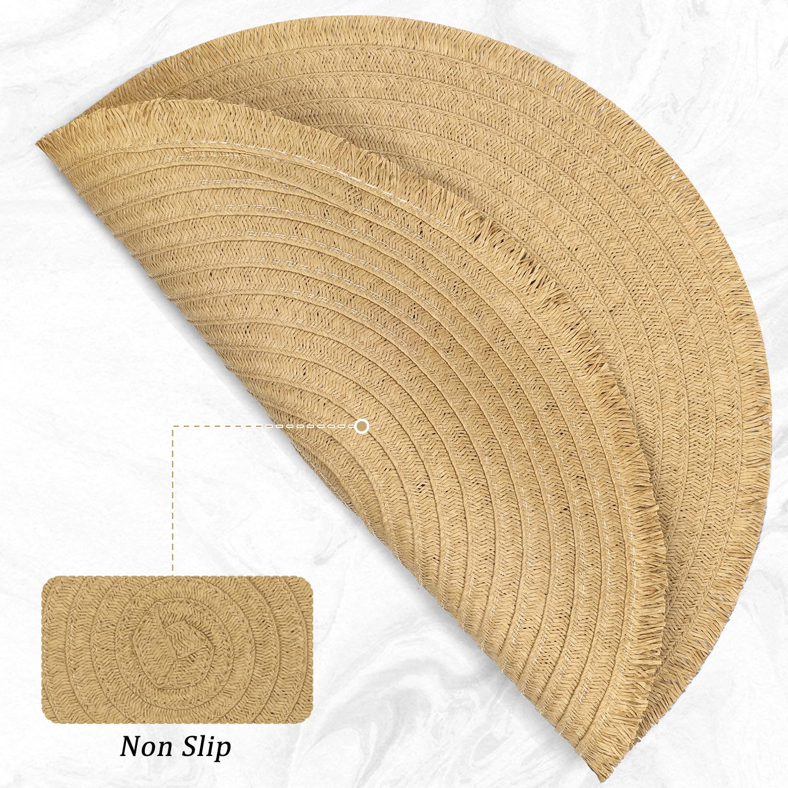 comfoyar Round Braided Placemats Set of 6, 38cm Non-Slip Paper Woven Place Mats with Short Tassel - Image 3