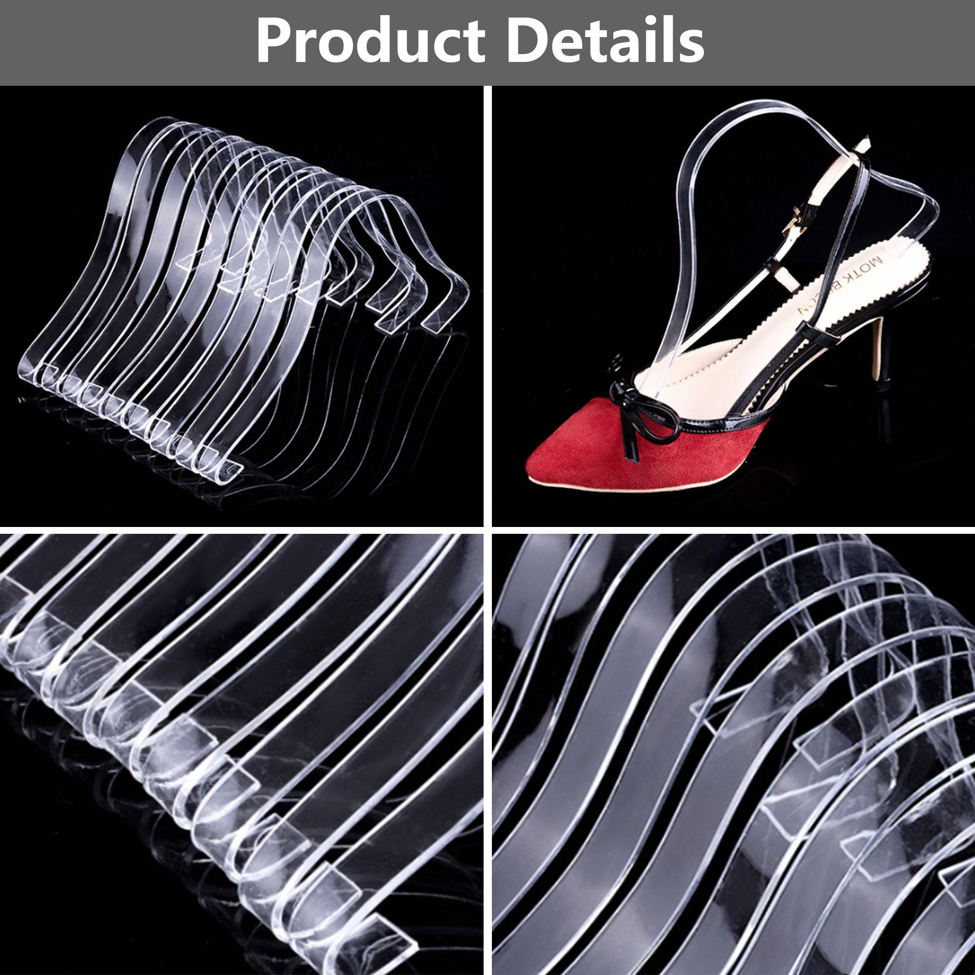 6 Pcs Espositore Sandalo Trasparente Supporto Scarpe Organico Acrilico Chiaro Sandali Stand Sandali Scarpe Presentazione Custodia Elastica Scarpe Supporti Scarpe