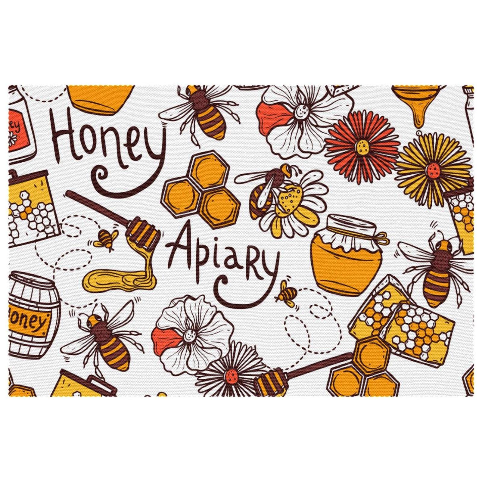 Sets de table haut de gamme Doodle Honey en Oxford résistant