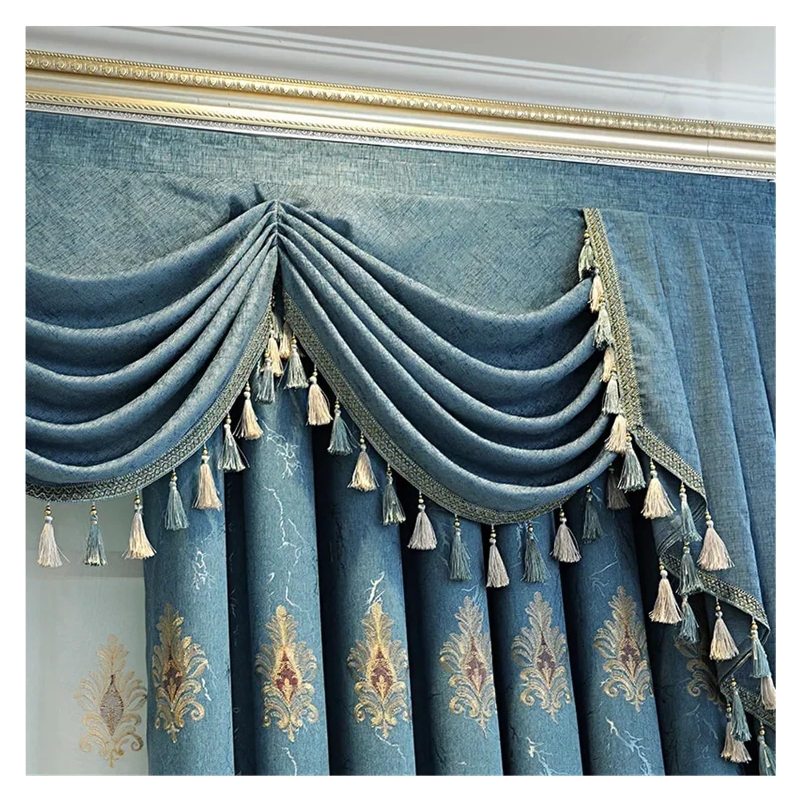 DHYUACN Living Room Curtains Embroidered Curtains for Living Room Bedroom Balcony Floor Court Thickened Blackout(Color 3,Pull,W200cm)