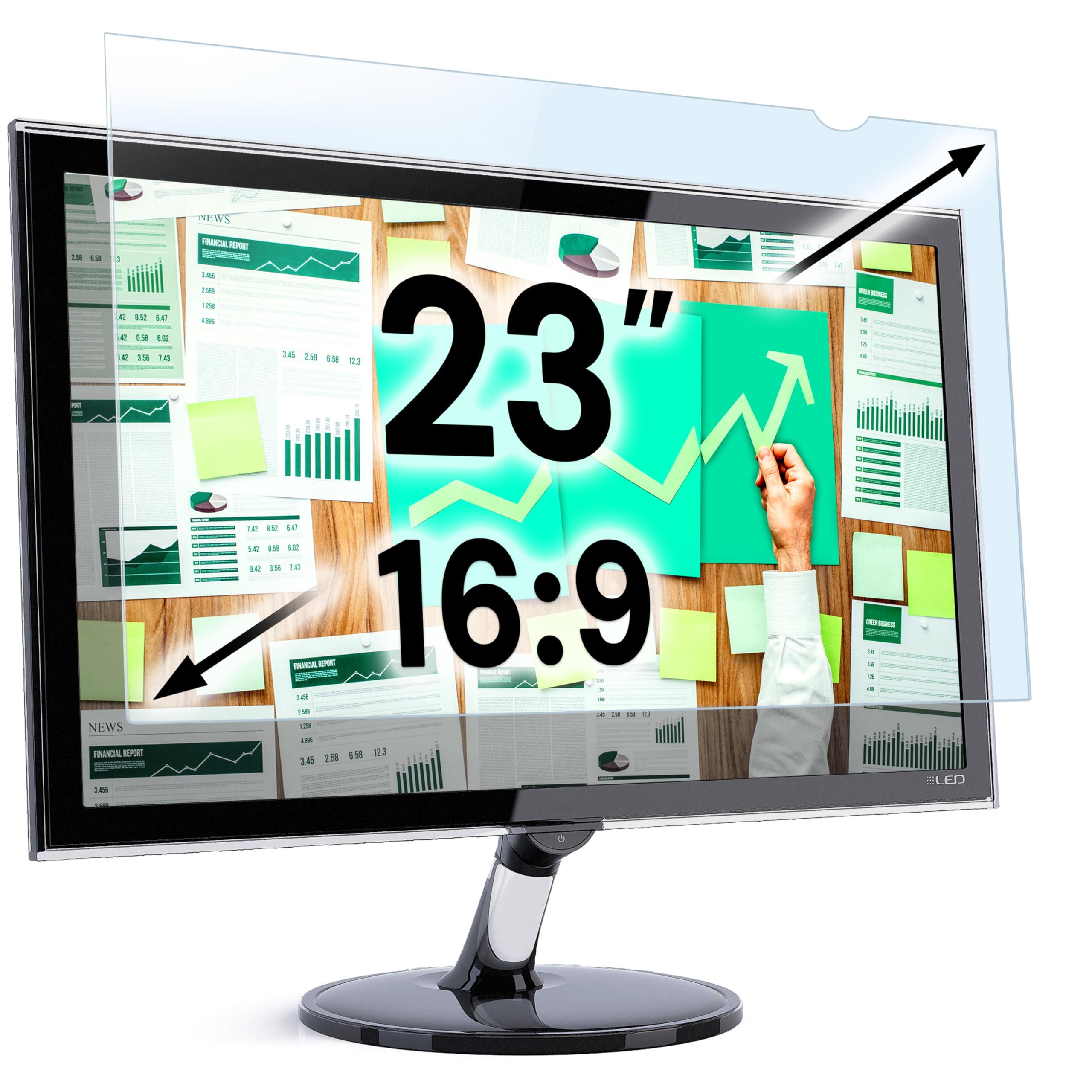 VINTEZ 23 inch Blue Light Blocking Screen Protector Panel for 16:9 Widescreen Computer Monitor and Laptop - PC Anti-UV Eye Protection Filter Film - Anti-Scratch Diagonal Frame Shield [1 Pack]