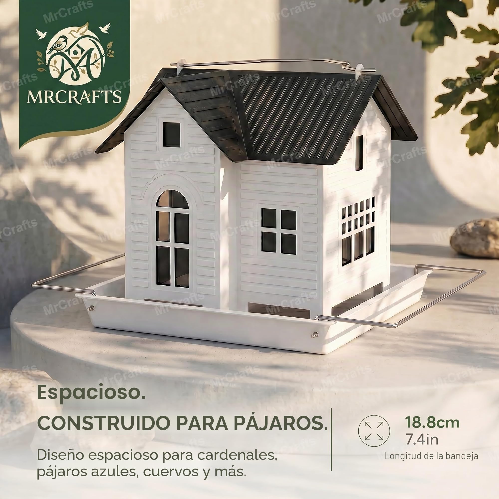 MrCrafts Comedero para Pájaros con Luz Solar para Exterior - Bird Feeder - Comedero Colgante de Metal para Aves Silvestres, Decoración de Jardín