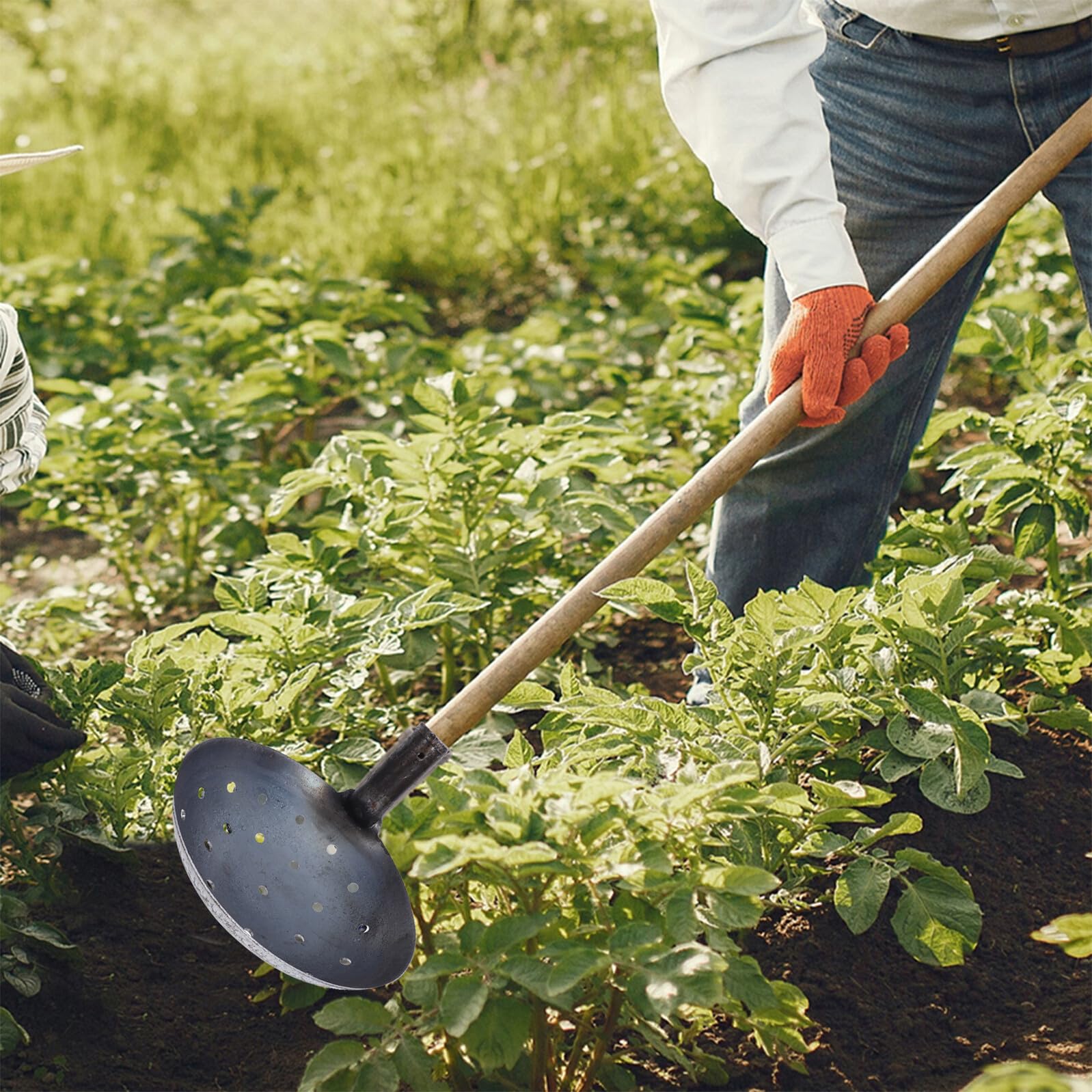 2 Szt. Metalowa Łopatka Do Czyszczenia Mułu z Sitkiem Ergonomiczna Siewka Do Przesiewania Ziemi i Nawozu Ogrodzie Oraz Ściółki z Kurnika Narzędzie Nieczystości