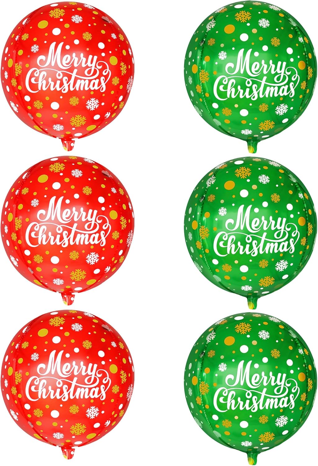 KatchOn, Merry Christmas Balloons Decorations - 22 Inch, Pack of 6 | Red and Green Foil Balloons for Christmas Decorations | Mylar Balloon for Xmas Decoration | Xmas Decor Indoor