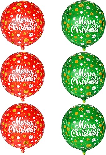 Miniatura 3 de KatchOn, Decoraciones de globos de Feliz Navidad, 22 pulgadas, paquete de 6, globos de papel de aluminio de Navidad rojos y verdes, globos de Mylar