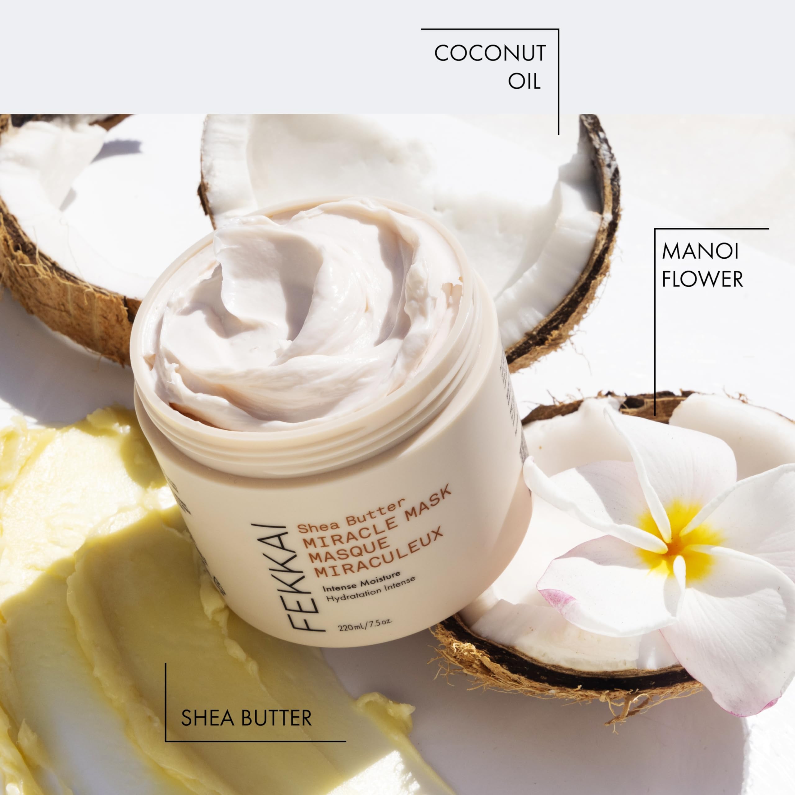 Mascarilla capilar con manteca de karité (220 ml) I Calidad de salón – Mascarilla regeneradora I Cuidado intensivo de construcción y reparación con manteca de karité y nuez de coco