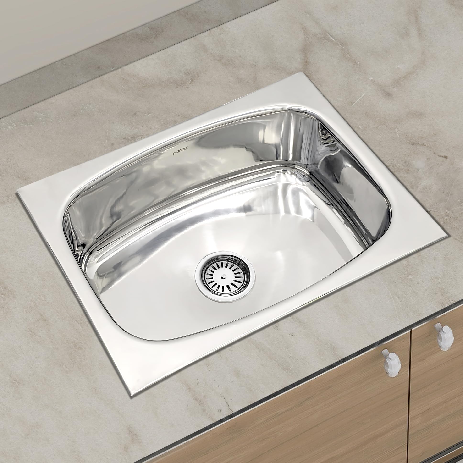 Plantex SS Sink For Kitchen/Kitchen Sink With Hose Pipe And Round Coupling/Under Mount/Top Mount (Chrome/24X18 Inch) (B0C967HP4C) Amazon Price History, Amazon Price Tracker