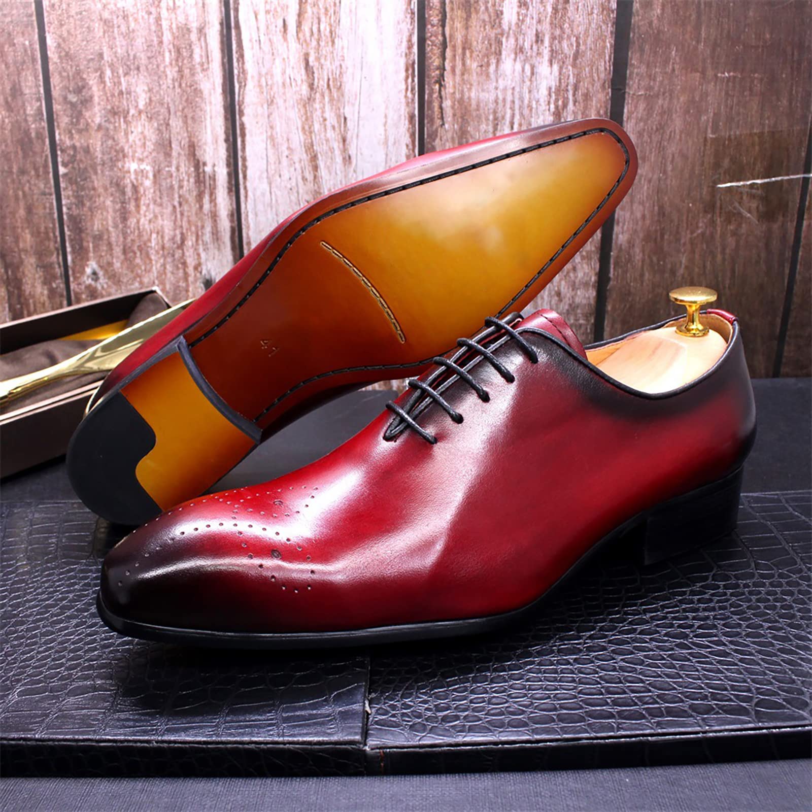 red and gold mens dress shoes Men Shoes Amali-Red – Church suits for less main image 1