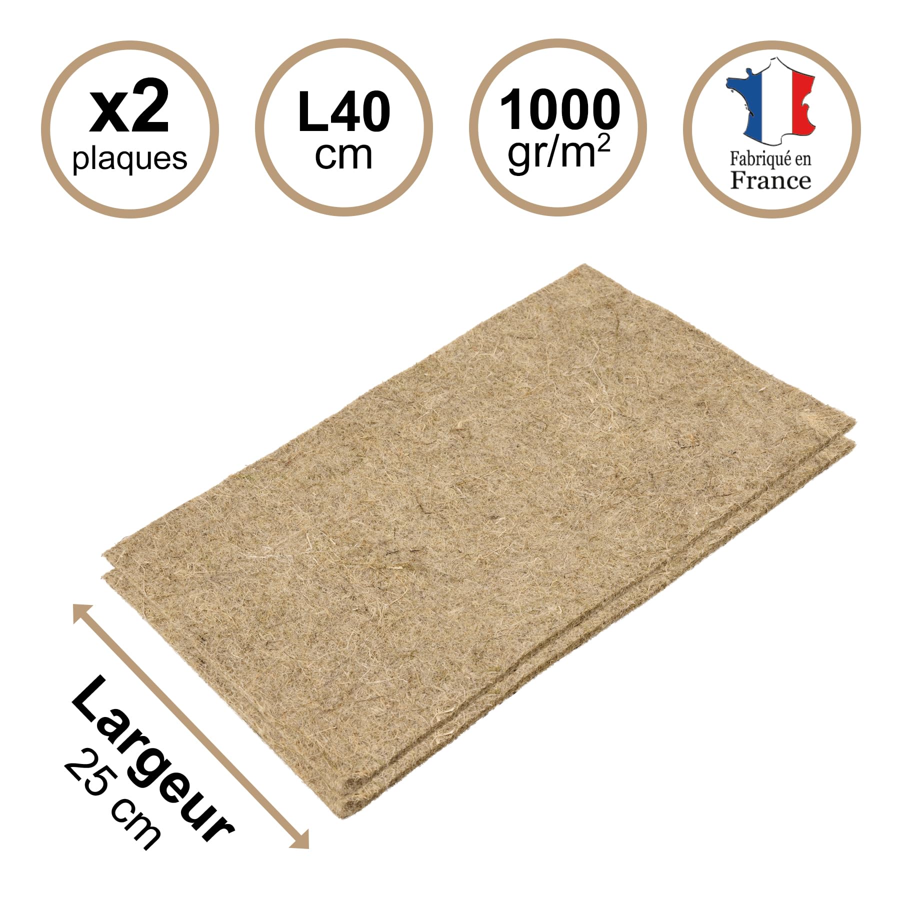 La Cordeline Zestaw 2 dywaników z naturalnego konopnego żwirek 25 x 40 cm, 1000 g/m², tło klatki dla gryzoni, królików, chomików