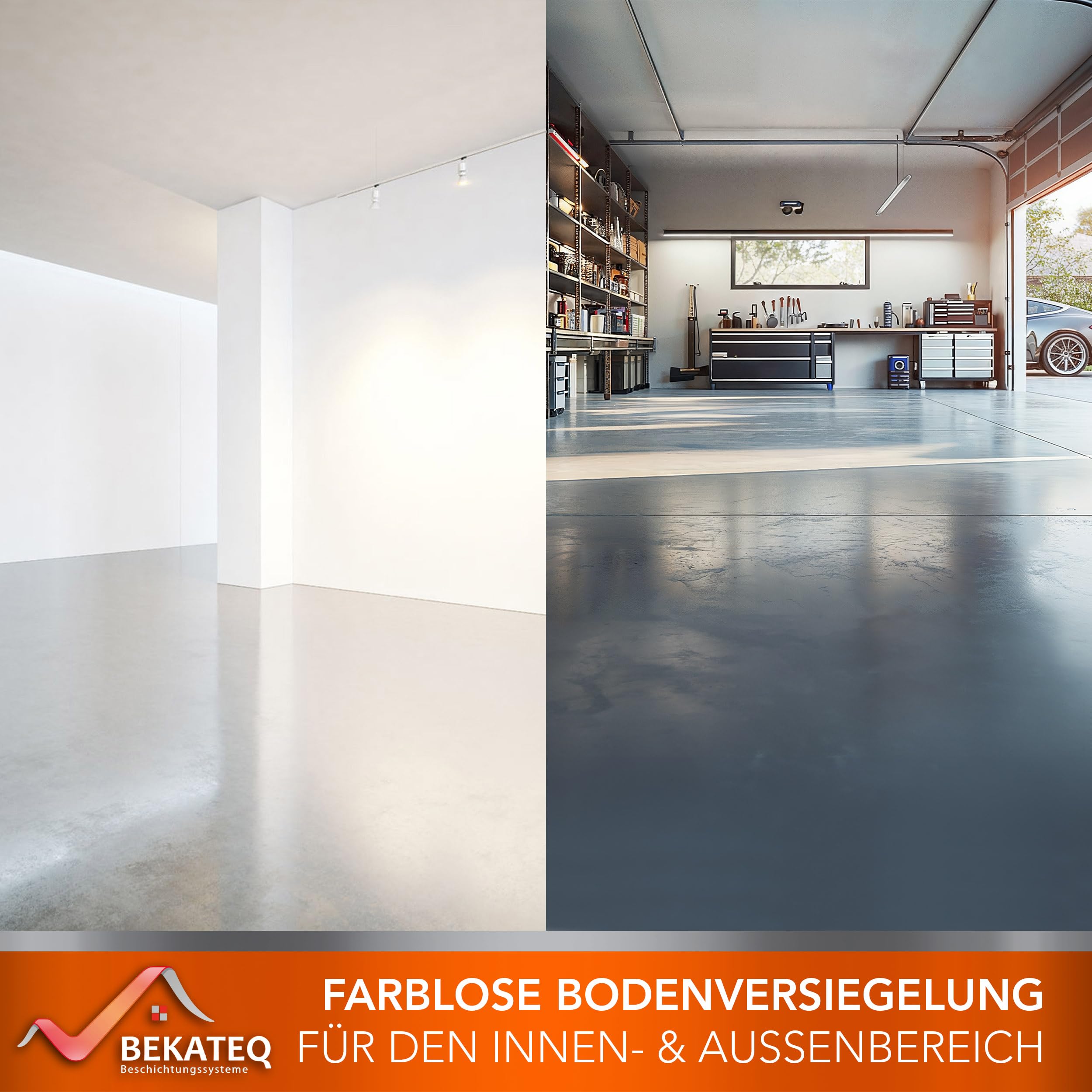 Sichtbeton Versiegelung farblos seidenmatt 1kg - 2K PU Betonversiegelung Bodenversiegelung UV-fest, Wetterfest, Wasserfest - für Beton, GFK, Mikrozement, Fliesen, Kreativspachtel - BEKATEQ BK-1000EP