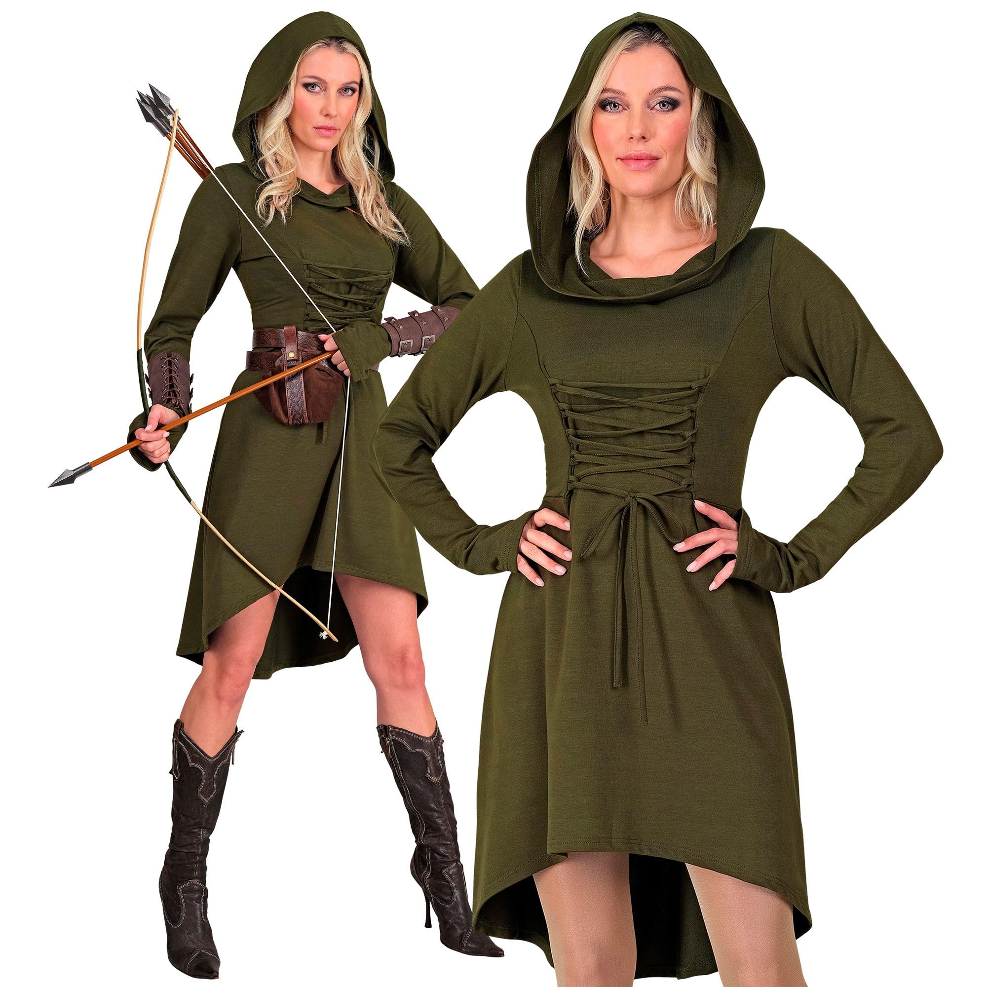 W WIDMANN MILANO Party Fashion - Medieval Gothic Dress with Hood Costume for Carnival Knight Festival