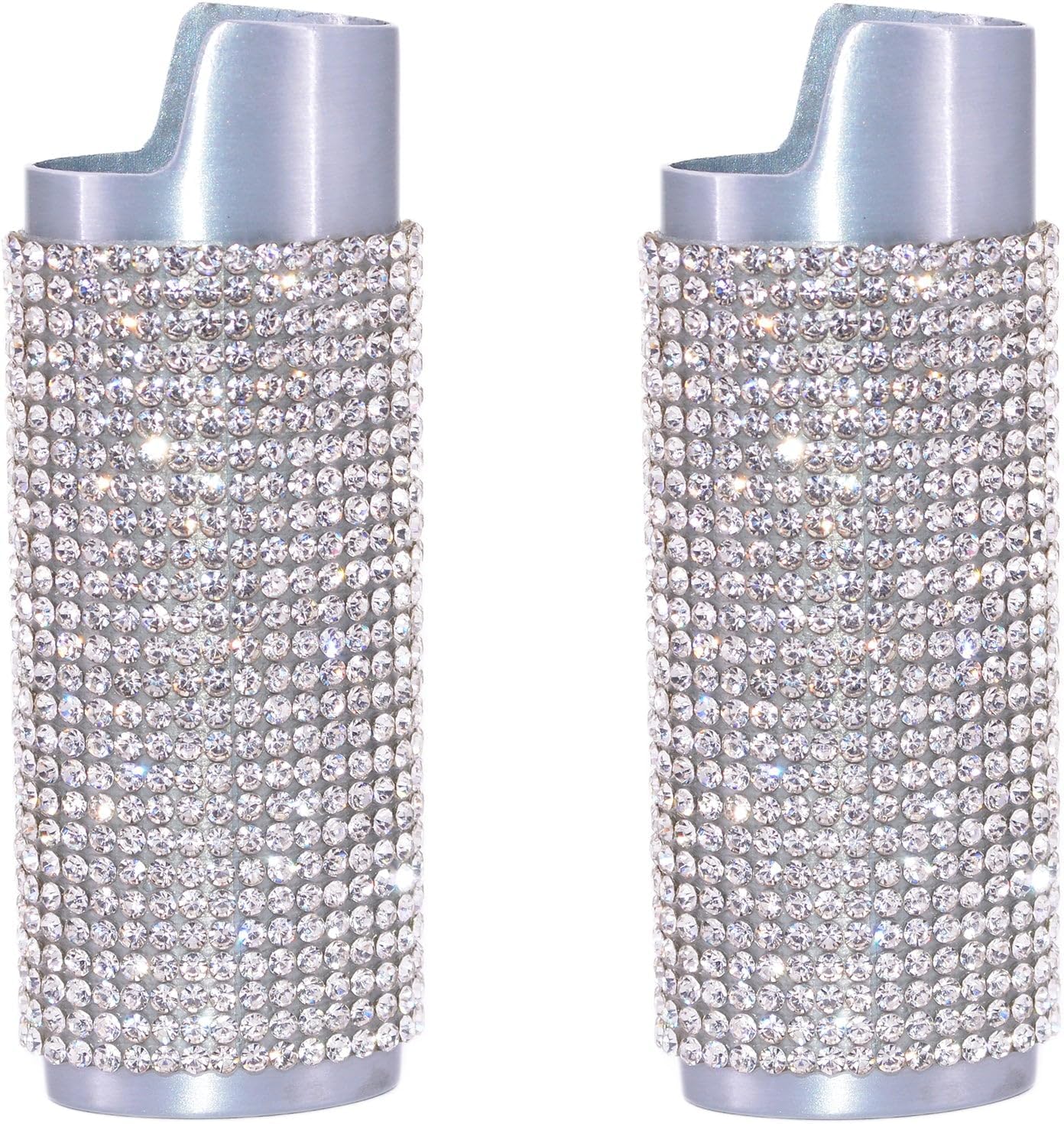 Bling Silver Lighter Case Cover Sleeve with Crystal Rhinestones LS2