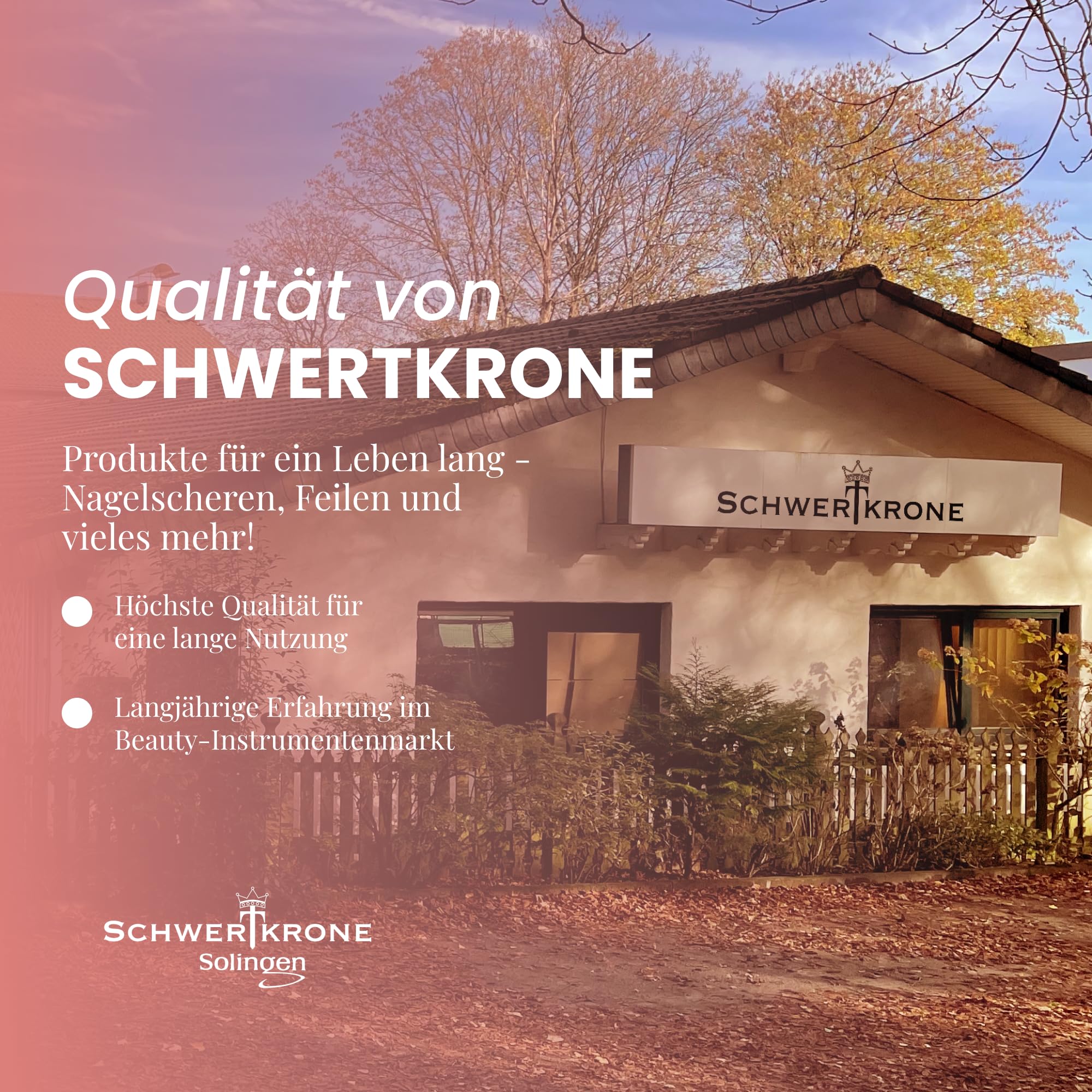 SCHWERTKRONE ® Lima per unghie in zaffiro [Made in Solingen – Germania] con coltello per cuticole a V – Cut & File, tagliacapelli, 16 cm