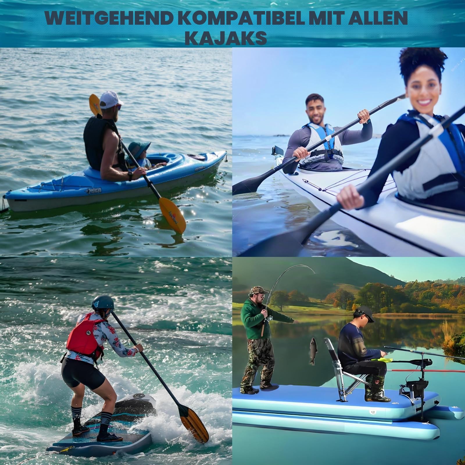 Universal Sup & Kajak Motor Elektrische Finne: 160-W-Thruster-Kit Mit Fernbedienung | 6 Kg Leicht, Geschwindigkeit 3–6 Km, 20 Km Reichweite | Pro Surfboard Unterwasser-Thruster